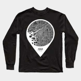 Osaka, Japan City Map - Travel Pin Long Sleeve T-Shirt